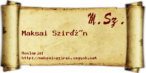Maksai Szirén névjegykártya